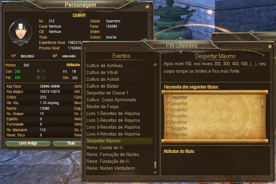 Level above 150 and Awakenings